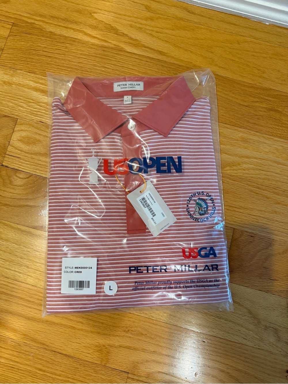 Peter Millar Red and White Striped Men’s Polo